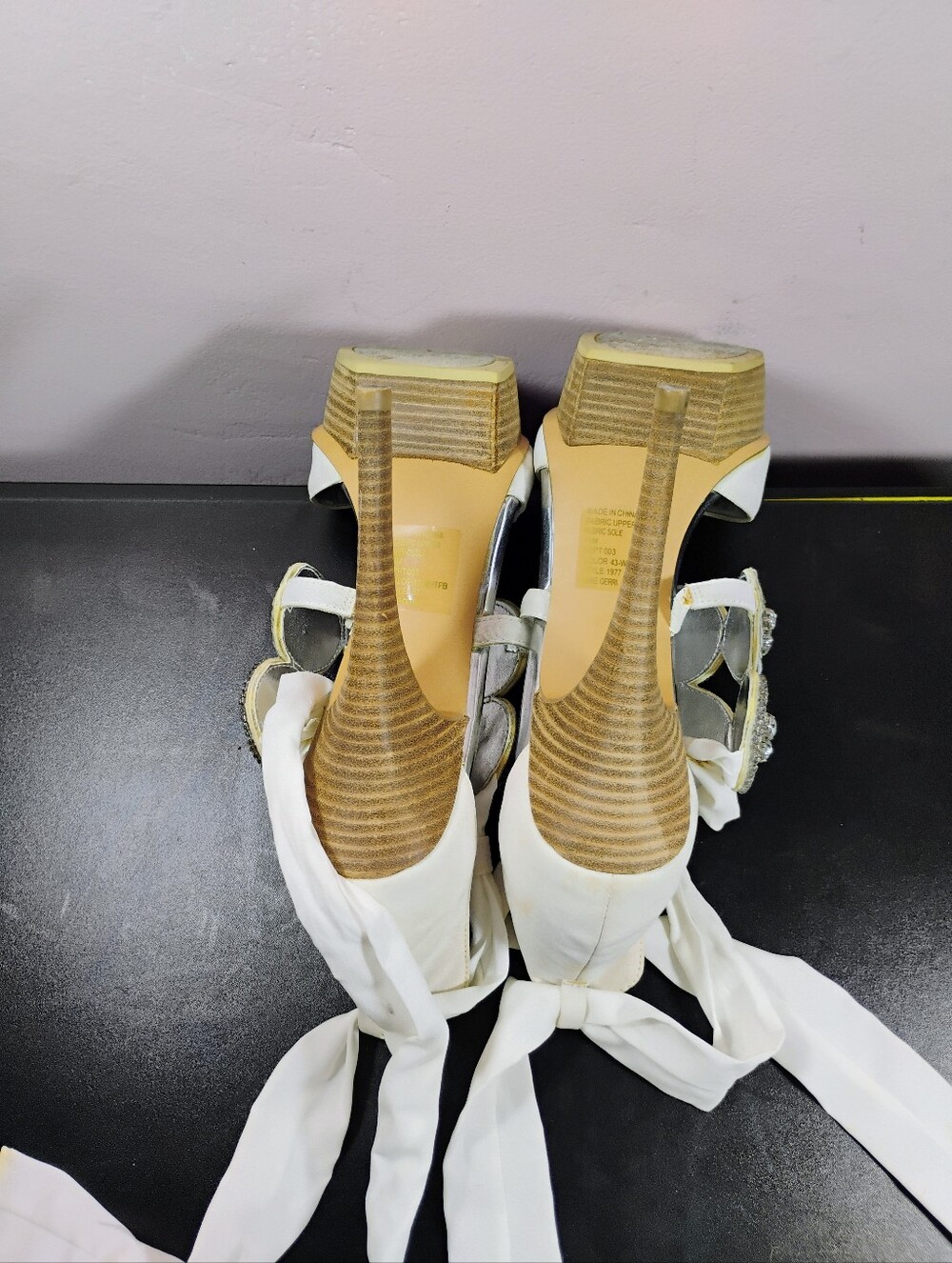 Vintage Y2K Bakers White Gerri Beaded Platform Heels 7.5 – As‑Is - Picture 12 of 17